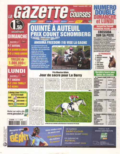 LA GAZETTE DES COURSES - SAMEDI DIMANCHE