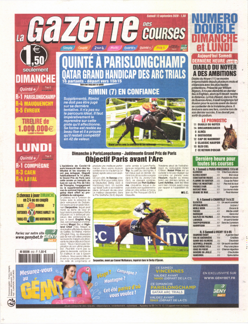LA GAZETTE DES COURSES - SAMEDI DIMANCHE