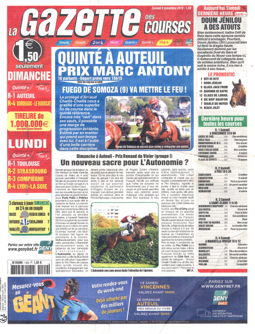 LA GAZETTE DES COURSES - SAMEDI DIMANCHE