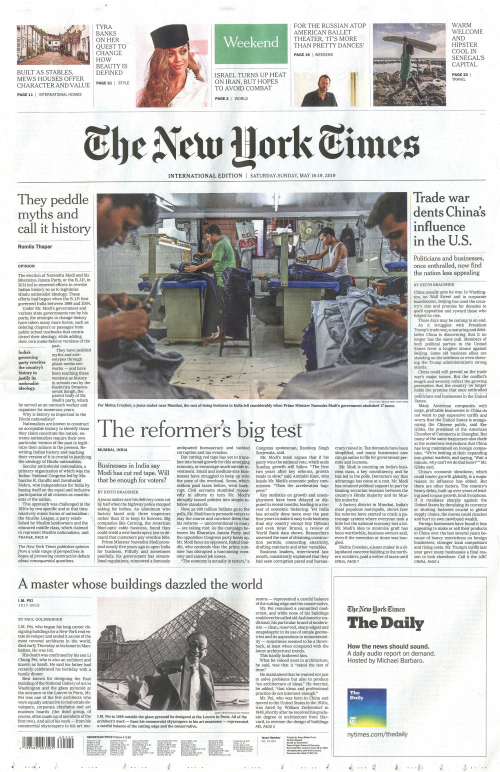 INTERNATIONAL THE NEW YORK TIMES (EX- INTERNATIONAL HERALD TRIBUNE)