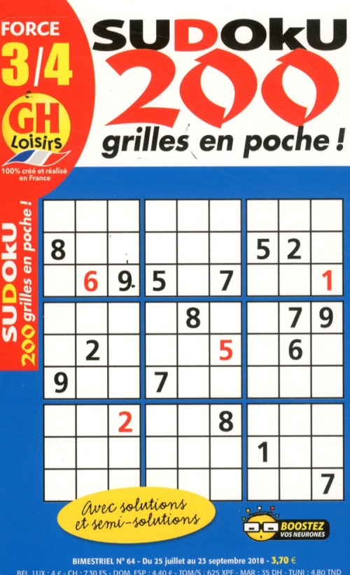 GH SUDOKU 200 GRILLES EN POCHE