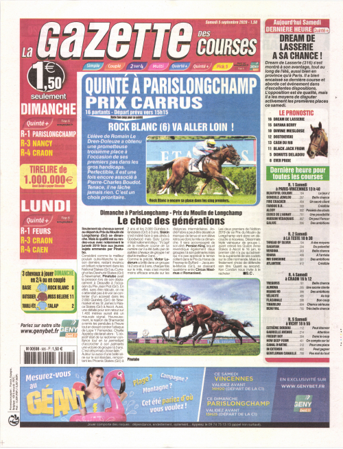 LA GAZETTE DES COURSES - SAMEDI DIMANCHE