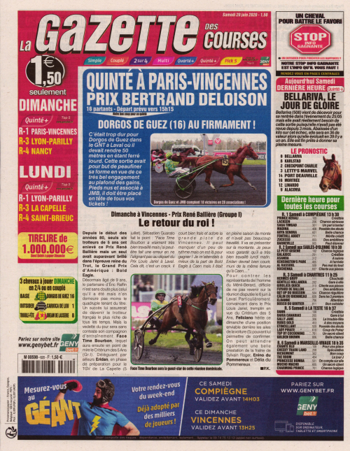LA GAZETTE DES COURSES - SAMEDI DIMANCHE