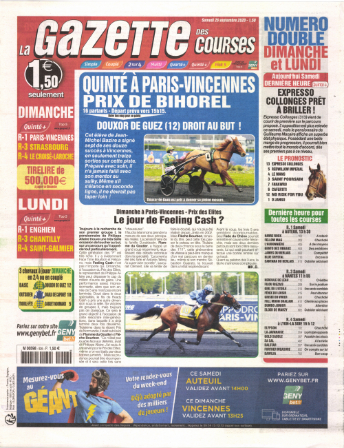 LA GAZETTE DES COURSES - SAMEDI DIMANCHE