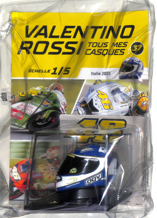 Casque Miniature Moto Valentino Rossi N°46 Saison 2008 - Échelle 1:18 - Neuf Avec Livre - Collection